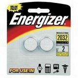 Show details of Energizer Watch/Electronic Batteries, 3 Volts, 2032, 2 batteries (Lithium Button Cell).