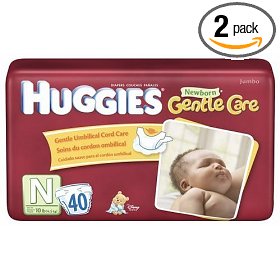 Show details of Huggies Newborn Diapers Starter Set (Up to 10 Pounds), 40-Count Packages (Pack of 2) (80 Diapers).