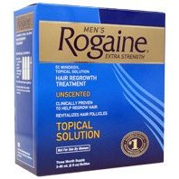 Show details of Rogaine For Men, Extra Strength 5% Minoxidil, 3 - 60 mL bottles.