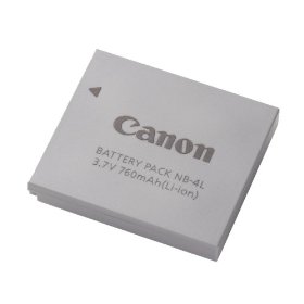 Show details of Canon NB-4L Battery Pack for the SD400, SD630, SD600, SD750, SD1000 & TX1 Digital Cameras.