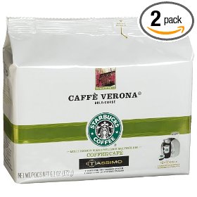 Show details of Starbucks Caffe` Verona Coffee, T-Discs for Tassimo System, 6.1-Ounce Packages (Pack of 2).