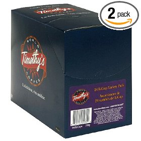 Show details of Timothy's World Coffee K-Cups, Variety Pack, 24-Count Boxes (Pack of 2).