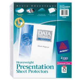 Show details of Avery Diamond Clear Heavyweight Sheet Protectors, Acid Free, Pack of 25 (75304).