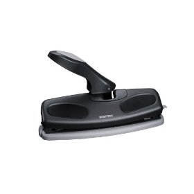 Show details of Stanley Bostitch 7-Hole Adjustable Hole Punch with Swivel Handle, 25 Sheet Capacity, Black (HPK7-ADJ).