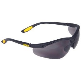 Show details of Dewalt DPG58-2C Reinforcer Smoke Lens High Performance Protective Safety Glasses with Rubber Temples.