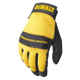 Show details of Dewalt DPG20M All Purpose Synthetic Leather Palm Spandex Back Velcro Wrist Work Glove, Medium.