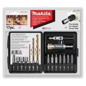 Show details of Makita T-00153 17-Piece Impact Driver Drill Accessory Set.