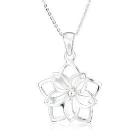Show details of Sterling Silver Girl's Double Flower Pendant, 13-15".