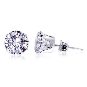 Show details of New Sterling Silver Cubic Zirconia Round Stud Earrings 7 MM.
