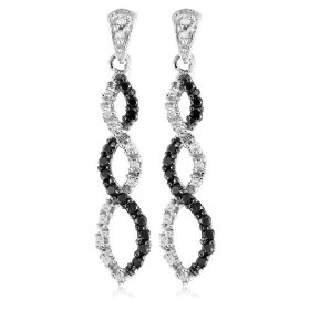 Show details of 10k White Gold Black Diamond Infinity Earrings (1/4 cttw).
