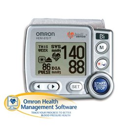 Show details of Omron HEM-670IT Wrist Blood Pressure Monitor with APS (Advanced Positioning Sensor) and Advanced Omron Health Management Software.