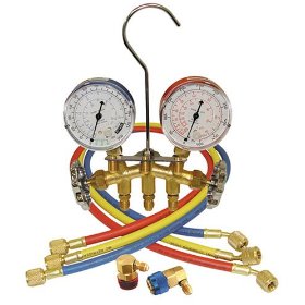 Show details of Mountain 8205 R-134a Brass Manifold Gauge Set with Couplers.