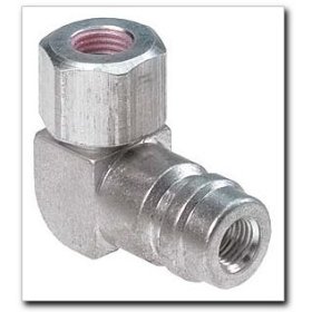 Show details of FJC R134a Service Port Adapter - 90 degree High Side 3/16" Flare.