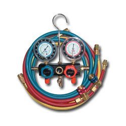 Show details of R134a Aluminum Block Manifold Gauge Set w/Hoses and Quick Couplers (MTN8220) Category: Manifold Gauges.
