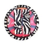 Show details of Animal Print Steering Wheel Cover and Shoulder Belt Pad - White Tiger Zebra.