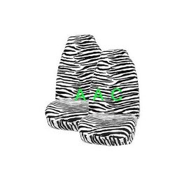 Show details of Set of 2 Universal-fit Animal Print Front Bucket Seat Cover - Black and White Zebra.