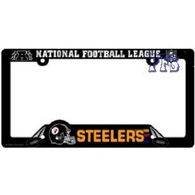 Show details of Pittsburgh Steelers Black Plastic License Plate Frame.