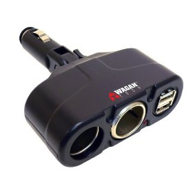 Show details of Wagan Twin USB/DC Socket Traveler's Adapter.