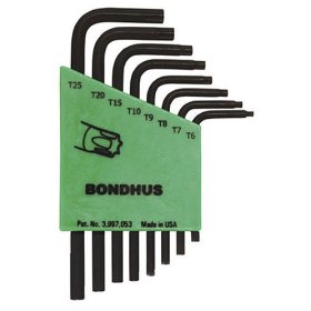 Show details of Bondhus 31732 Set of 8 Star L-wrenches, Short Length, sizes T6-T25.