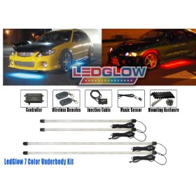 Show details of 4pc Wireless 7 Color LED Underbody Underglow Lighting Kit.