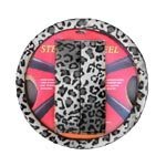 Show details of Animal Print Steering Wheel Cover and Shoulder Pad - Snow Leopard.
