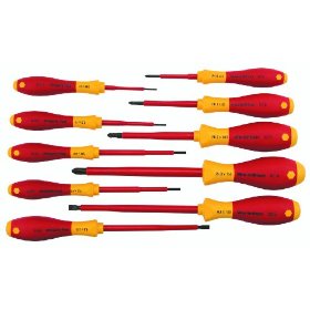Show details of Wiha 32093 10 Piece 1000 Volt Slotted & Phillips Insulated Screwdriver Set.