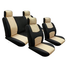 Show details of Free Upgrade Any Shipping Service to Priority Mail (Only Takes About 2-3days.) Univerisal Car Seat Cover Full Set Flat Cloth Beige/black.