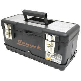 Show details of HOMAK BK00115000 15-Inch Black Painted Steel Tool Box.