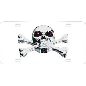 Show details of Pilot LP184 License Plate 3D with Chrome Skull.