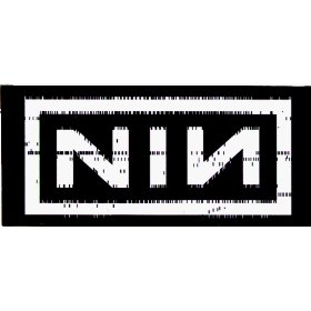 Show details of Nine Inch Nails - Black & White Rectangle Punchcard NIN Logo - Sticker / Decal.