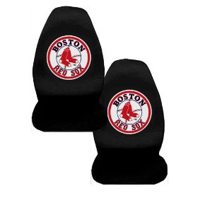 Show details of A Set of 2 MLB Major League Baseball Licensed Universal-Fit Front Bucket Seat Cover - Boston Red Sox.