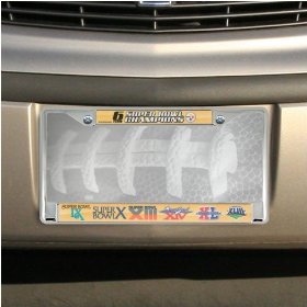 Show details of Pittsburgh Steelers Super Bowl XLIII Champions 6-Time Champions Chrome License Plate Frame.