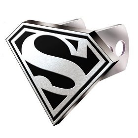 Show details of Superman "S" Logo Brushed Aluminum Hitch Plug.