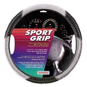 Show details of Superior 58-1100Y Slip-On Massage -Velour Gray Steering Wheel Cover.