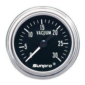 Show details of Sunpro CP7978 Mechanical Vacuum Gauge - Black Dial.