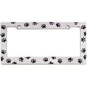 Show details of Animal Paw Print License Plate Frame (Chrome Metal).