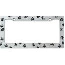 Show details of PAW PRINT LICENSE PLATE CHROME BLACK FRAME CAR AUTO.