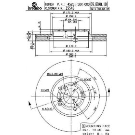 Show details of Brembo 25548 Front Disc Brake Rotor.