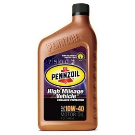 Show details of Pennzoil 160555 10W40 High Mileage Motor Oil, Case of Six 1 Quart Bottles.