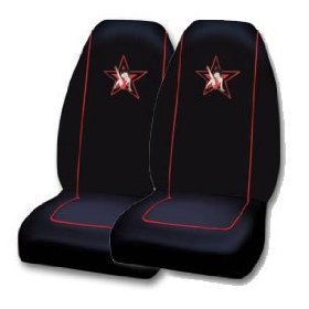 Show details of A Set of 2 Official Licensed Universal Fit Front Bucket Seat Covers - Betty Boop Leg up Rock Star.