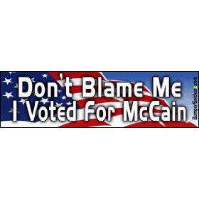 Show details of Don't Blame Me I Voted For McCain - 2008 Election Bumper Stickers (Medium 10x2.8 in.).