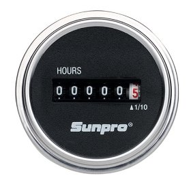 Show details of Sunpro CP7953 Analog Hour Meter - Black Face.