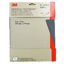Show details of 3M Imperial Wetordry Sheet, 9 in x 11 in, Grade 1500, Pack of 5 Sheets.