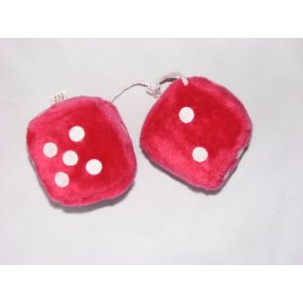 Show details of 3" Fuzzy Dice for Rear View Mirror Red with White Dots.