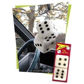 Show details of White 3 Inch Rearview Mirror Fuzzy Dice.