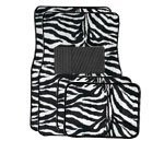 Show details of A Set of 4 Universal Fit Animal Print Carpet Floor Mats for Cars / Truck - Zebra White Tiger.