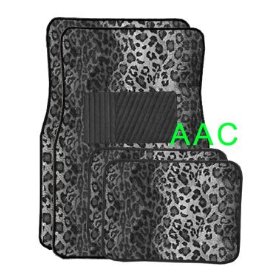 Show details of A Set of 4 Universal Fit Animal Print Carpet Floor Mats for Cars / Truck - Snow Leopard.