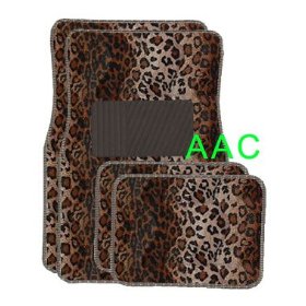 Show details of A Set of 4 Universal Fit Animal Print Carpet Floor Mats for Cars / Truck - Leopard.