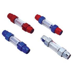 Show details of Spectre 2220 Pro-Plumbing Fuel Filter with Red and Blue Magna-Clamps.