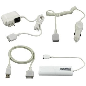 Show details of Travel Charger Set (4 pieces) fits Creative Zen Vision:M MP3 Player.